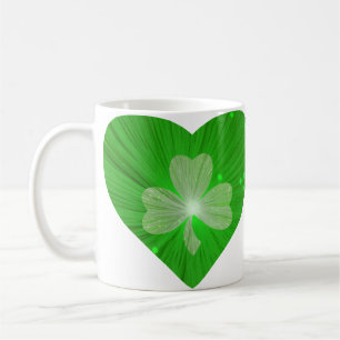 Shamrock Heart mok white