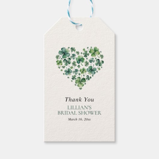 Shamrock Heart St. Patricks Day Vrijgezellenfeest Cadeaulabel (Voorkant)