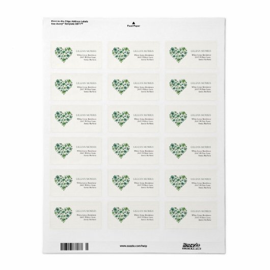 Shamrock Heart St. Patricks Day Vrijgezellenfeest Etiket (Full Sheet)