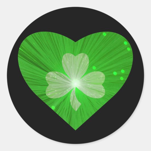 Shamrock Heart sticker rond zwart (Voorkant)