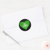 Shamrock Heart sticker rond zwart (Envelop)