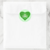 Shamrock Heart sticker round green (Tas)