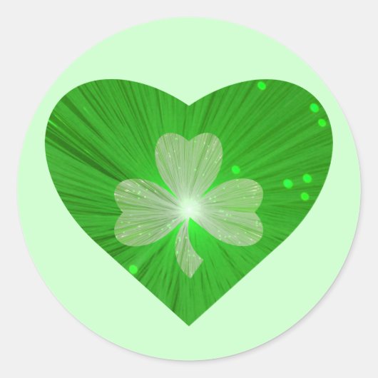 Shamrock Heart sticker round green (Voorkant)