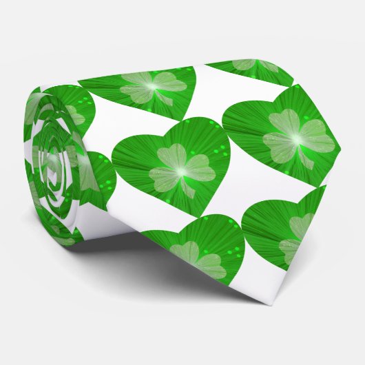 Shamrock Heart stropdas white (Opgerold)