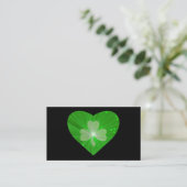 Shamrock Heart visitekaartje zwart (Staand voorkant)