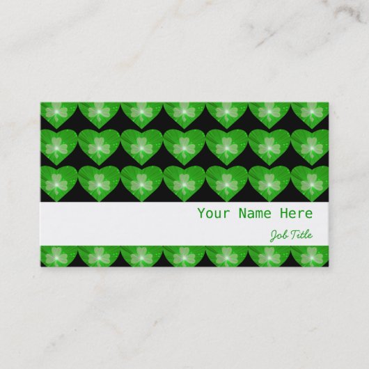 Shamrock Hearts Black white stripe Visitekaartje (Voorkant)