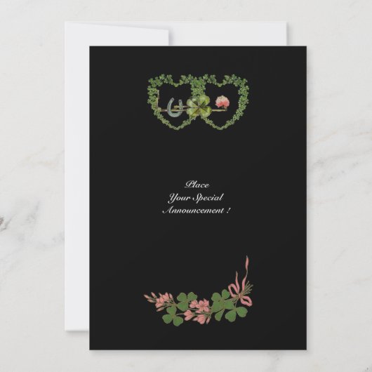 SHAMROCK HEARTS MONOGRAM Black Green Aankondiging (Achterkant)