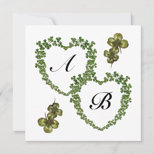 SHAMROCK HEARTS MONOGRAM green paars champagne Aankondiging (Voorkant)