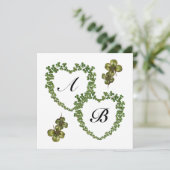 SHAMROCK HEARTS MONOGRAM green white paars black Aankondiging (Staand voorkant)