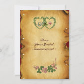SHAMROCK HEARTS MONOGRAM PARCHCHMENT ice Aankondiging (Achterkant)