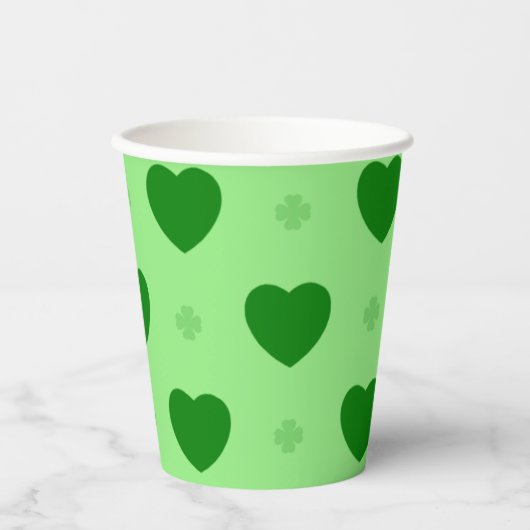 Shamrock Hearts Paper Cup Papieren Bekers (Voorkant)