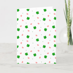Shamrock Hearts Polka Dots Blank Note Kaart