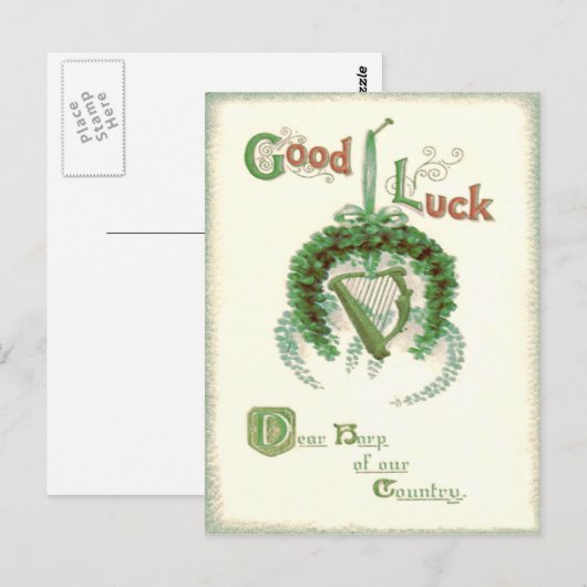 Shamrock Hoefijzer Harp van Erin Briefkaart (Voorkant / Achterkant)