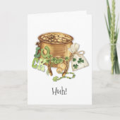 Shamrock Hoefijzer Luck Funny St Patricks Day Kaar Aankondiging (Voorkant)