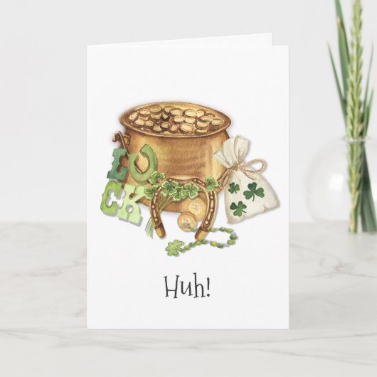 Shamrock Hoefijzer Luck Funny St Patricks Day Kaar Aankondiging (Voorkant)