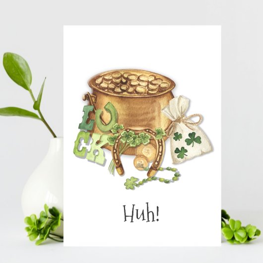 Shamrock Hoefijzer Luck Funny St Patricks Day Kaar Aankondiging