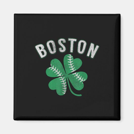 Shamrock honkbalklaver Boston St Patrick's Day Magneet (Voorkant)
