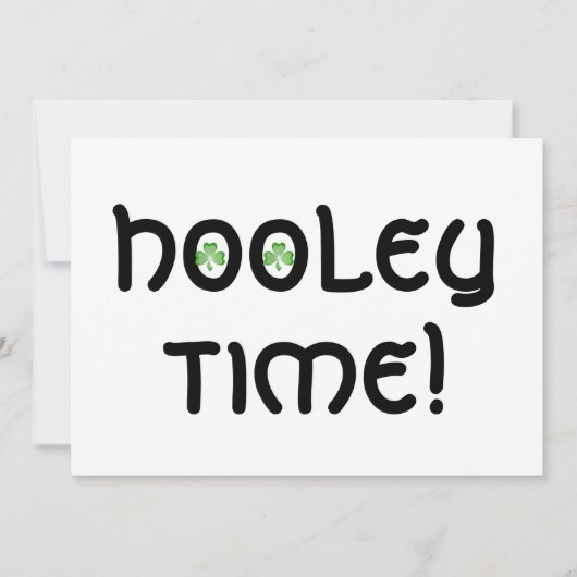 Shamrock 'Hooley Time!' uitnodiging wit (Voorkant)