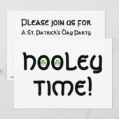 Shamrock 'Hooley Time!' uitnodiging wit (Voorkant / Achterkant)