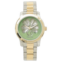 Shamrock horloge! Ierse horloge! voeg naam toe!