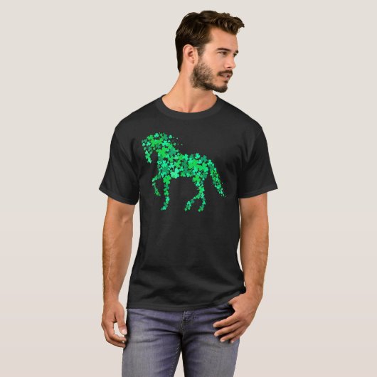 Shamrock Horse St. Patricks Day Hoefijzer T-shirt (Voorkant volledig)