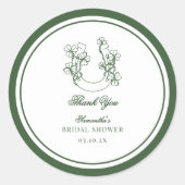 Shamrock Horseshoe Bruidsdouche Bedankt Ronde Sticker (Voorkant)