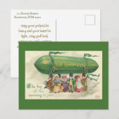  Shamrock Hot Air ballon St. Patrick's Day Feestdagenkaart (Voorkant / Achterkant)