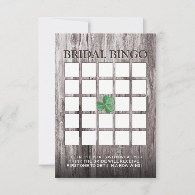 Shamrock Houten Achtergrond Bruidsbruiloft Bingo K (Voorkant)