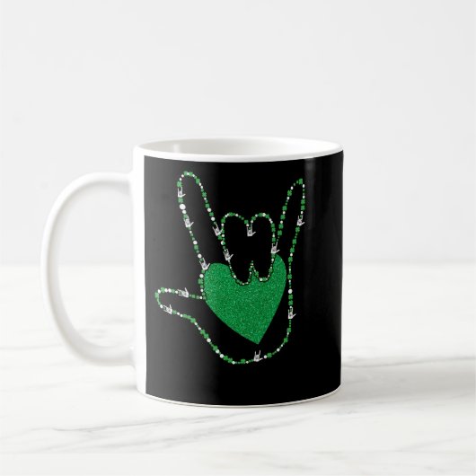 Shamrock I Love You Hands Sign Language ASL Koffiemok (Links)