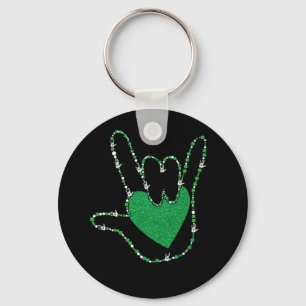 Shamrock I Love You Hands Sign Language ASL Sleutelhanger