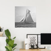 Shamrock II op Outer Mark 1901 BW Poster (Thuiskantoor)