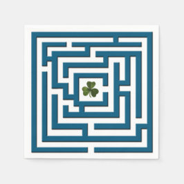 Shamrock in het blauw Labyrinth Challenge Servet