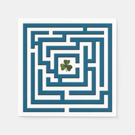Shamrock in het blauw Labyrinth Challenge Servet (Voorkant)