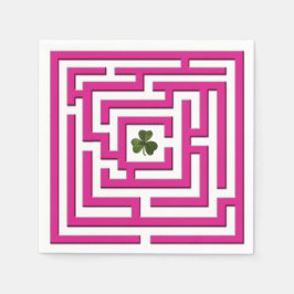Shamrock in het roze labyrint servet