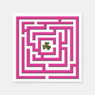 Shamrock in het roze labyrint servet