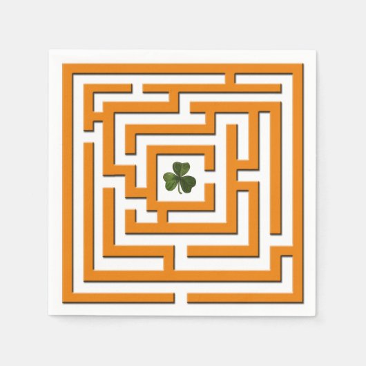 Shamrock in Oranje Labyrint Challenge Servetten (Voorkant)