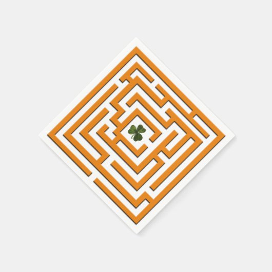 Shamrock in Oranje Labyrint Challenge Servetten (Hoek)