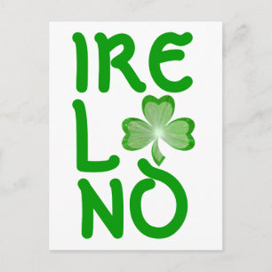 Shamrock "Ireland" briefkaart verticaal wit