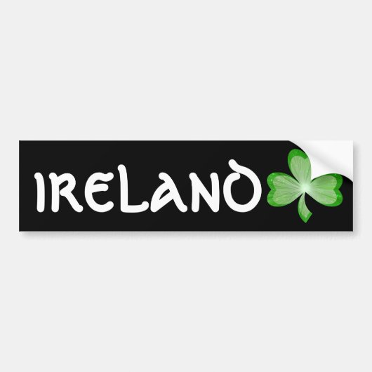 Shamrock "Ireland" bumper sticker zwart (Voorkant)
