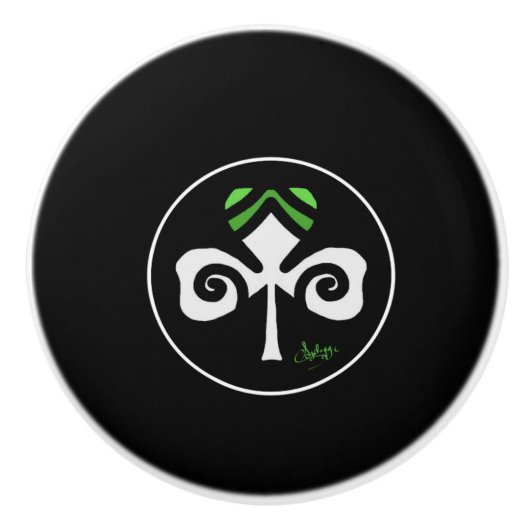 Shamrock Irish Circle Logo Keramische Knop (Voorkant)