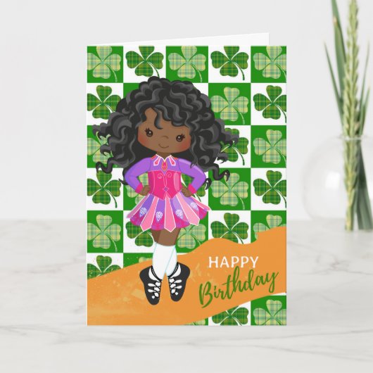 Shamrock Irish Dance Black Girl Birthday Kaart (Voorkant)