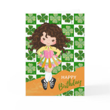 Shamrock Irish Dance Brunette Girl Birthday