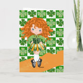Shamrock Irish Dance Redhead Girl Birthday Kaart (Achterkant)