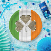 Shamrock Irish Flag Clover Ireland Gold Elegant Papieren Bordje (Feest)