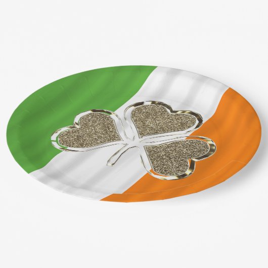 Shamrock Irish Flag Clover Ireland Gold Elegant Papieren Bordje (Gekanteld)