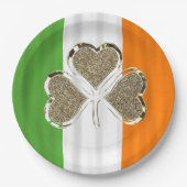Shamrock Irish Flag Clover Ireland Gold Elegant Papieren Bordje (Voorkant)