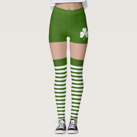 Shamrock Irish Green St Patricks Day Novelty Fun Leggings (Voorkant)