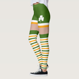 Shamrock Irish Green White Sinaasappel St Patricks Leggings