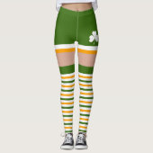 Shamrock Irish Green White Sinaasappel St Patricks Leggings (Voorkant)