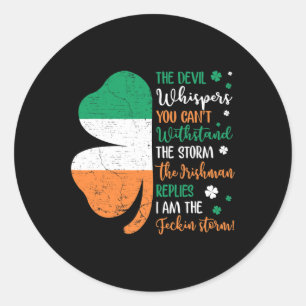 Shamrock Irish Man Pride St Patricks Day Mannen Bo Ronde Sticker